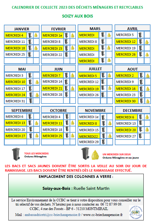 CALENDRIER DECHETS 2023