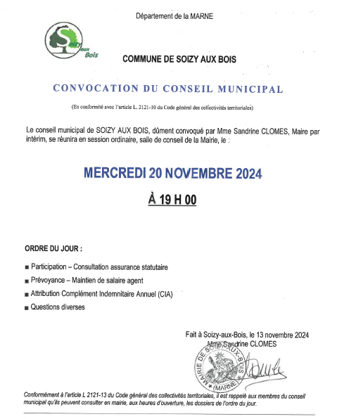 COnVOC CONSEIL 20 11 2024